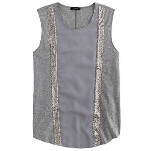 J. Crew Chainmail gray silver striped tank top